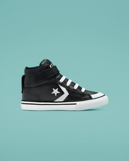 Zapatillas Altas Converse Pro Blaze Strap Cuero Niño Negras Blancas | PE E025LP